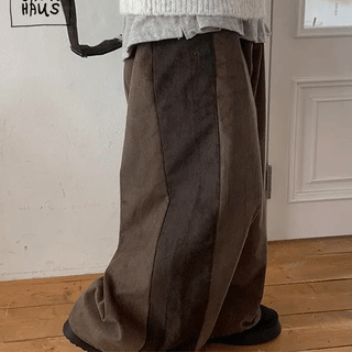 Serun Color Block Corduroy Wide Pants