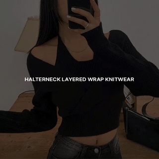 Halterneck Layered Wrap Knit
