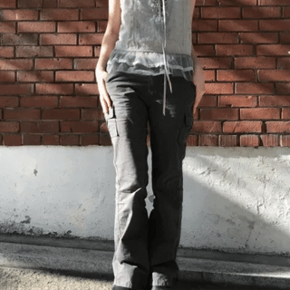 Low cargo bootcut pants