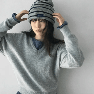 Poiche Striped Knit Beanie