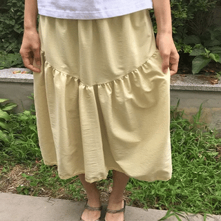 Kira Shirred Cut Nylon Midi Skirt