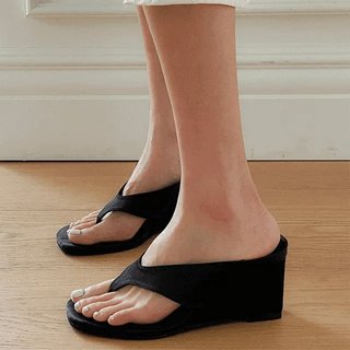 Manelli Satin Flipflops Wedge Heels