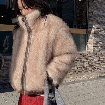 Glowen fur zip-up jacket