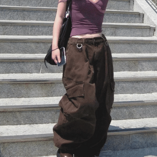 Belt Strap Pintuck Cargo Pants
