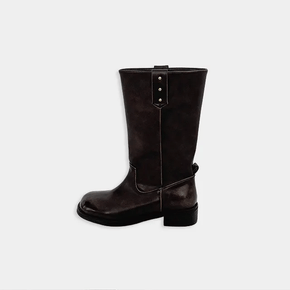 Kiven Vintage Washed Leather Mid-calf Boots