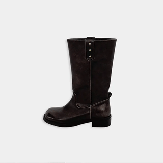 Kiven Vintage Washed Leather Mid-calf Boots
