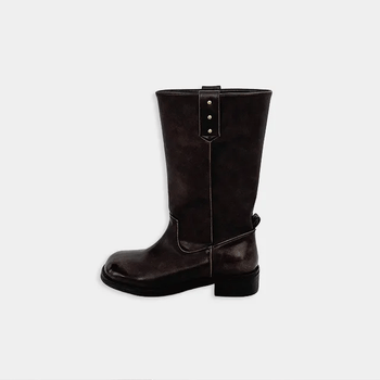 Kiven Vintage Washed Leather Mid-calf Boots