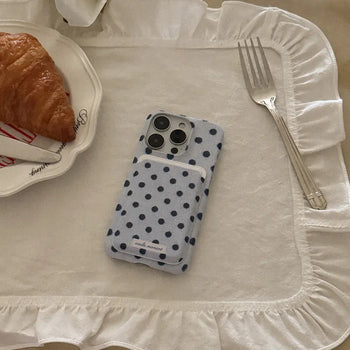 Fabric Dot MagSafe Card Slot Wallet Pocket Case