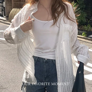 Cotton Stripe Oversized Shirt