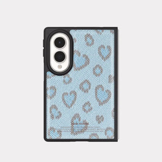 Lovely Leopard Fabric Galaxy Z-Flip Fold 8 Epoxy Black Bumper Case