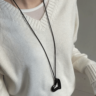 Glass Heart Long Necklace