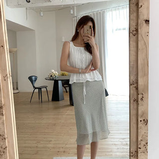Slash stripe banding skirt