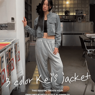 K-Rider Crop Denim Zip-up Jacket