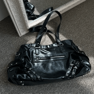Two-way Leather Shoulder Bag / Motor Bag College Student Bag Peddler Large Capacity Leather Bag Crossbody Bag
