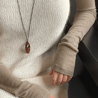 Curly Almond Stone Drop Necklace