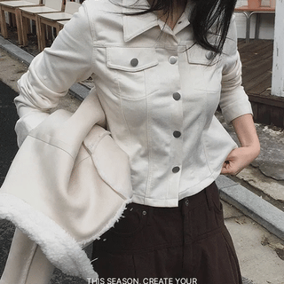 Suede Line Pocket Crop Shirt