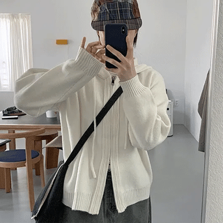 Mayui Two-Way Over-the-Knit Zip-Up Hoodie