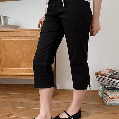 Harley Basic Slit Capri Pants