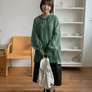 Miltu Summer See-through Hooded Shirt