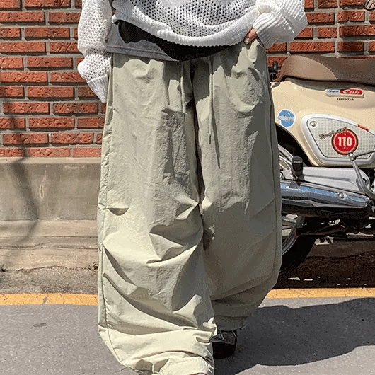 Zebner Elastic Nylon Wide Pants