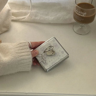 [SET] Vintage Bakery Bears Foldable Fold 8 Silver Epoxy Bumper Case + Heart Smart Ring