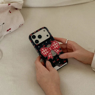 Cherry Cuddle Pattern MagSafe Card Phone Case for iPhone 17 Pro Hard
