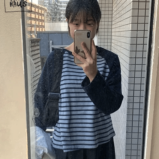Fontri Color Block Raglan Stripe Long Sleeve Tee