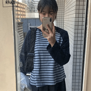 Fontri Color Block Raglan Stripe Long Sleeve Tee