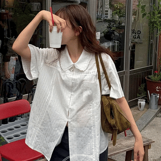 LIKEMENT  Pratt Summer Stripe Loose Fit Short Sleeve Shirt