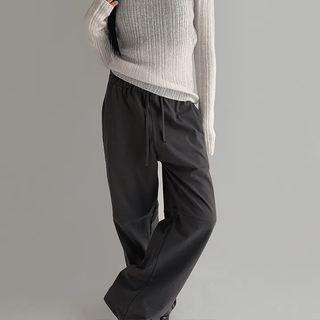 Preppy Wide Elastic Pants