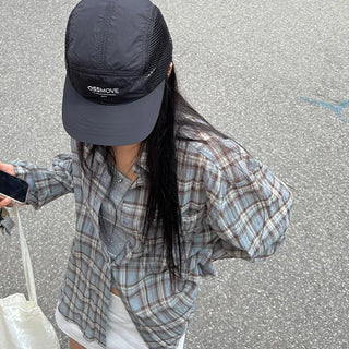Delicate Fit See-through Check Overshirt