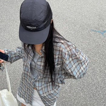 Delicate Fit See-through Check Overshirt