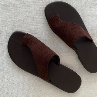 Molded suede flip-flops