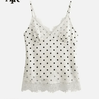 Baby Pink Dot Lace Satin Sleeveless / Sleeveless Polka Dot Slip Adjustable Strap Smoke Y2K Vintage Pinterest Look