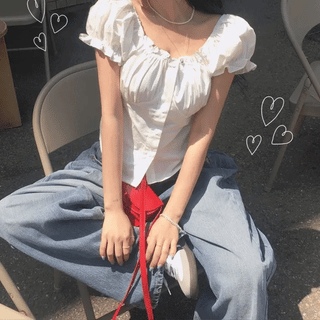 Olia Shirred Puff Blouse