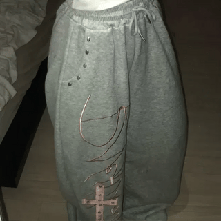 Front lettering bootcut pants