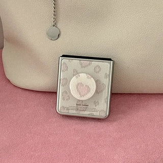 [SET] Lovely Leopard Fabric Foldable Fold 8 Silver Bumper Case + Epoxy Talk (MagSafe Select)