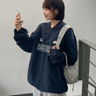 Cannew Nylon String Print Oversized Sweatshirt
