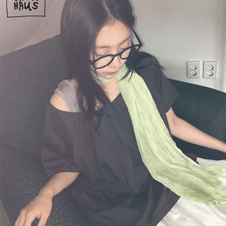 Efnine Shirred Layered Short Sleeve Tee