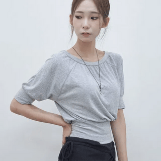 About Shirred 3/4 Boat Neck T-shirt