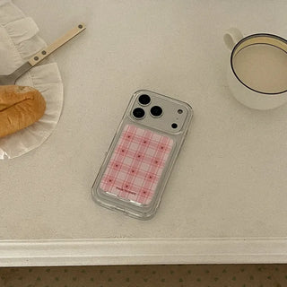 tiny heart check MagSafe card clear wallet pocket case