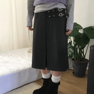 Poor Buckle Midi Skirt