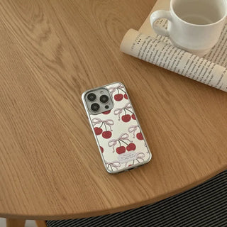 Ribbon Cherry iPhone Silver Mirror Bumper Case