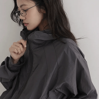Genef Hooded Oversized Windbreaker Jumper