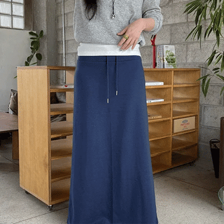 Easy Wide Band Maxi Long Skirt