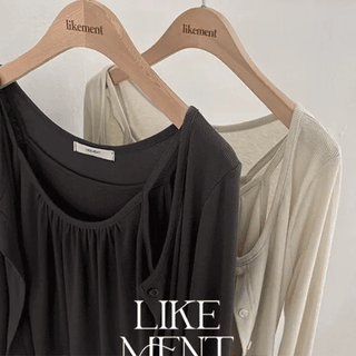 Sunset Shirred Sleeveless LongSleeve Cardigan Set