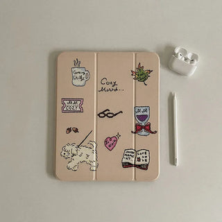 Cozy Drawing Pattern iPad Pro Air 13 11 Clear Detachable Cover Case