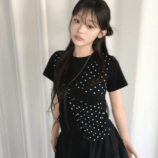 Needs Dot Layered Short Sleeve Top