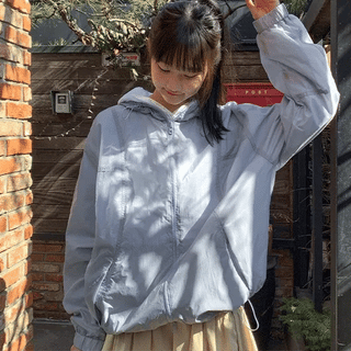 Hishan Cutout Two-Way Hooded Wind Jumper