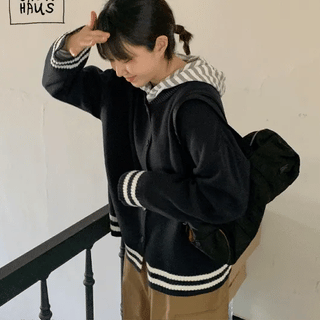 Tinted Color Block Knit Cardigan